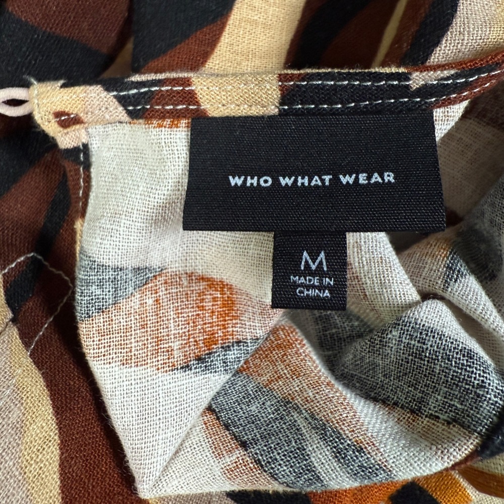 Who What Wear Dress Medium Linen Blend Animal Print Mini‎ Fit Flare Belted - Picture 5 of 9